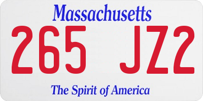 MA license plate 265JZ2