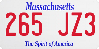 MA license plate 265JZ3