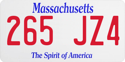 MA license plate 265JZ4