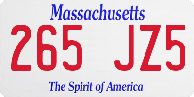 MA license plate 265JZ5