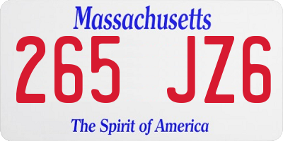 MA license plate 265JZ6