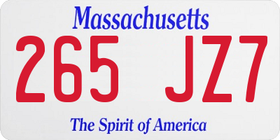 MA license plate 265JZ7
