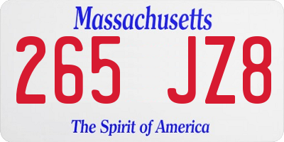 MA license plate 265JZ8