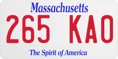 MA license plate 265KA0