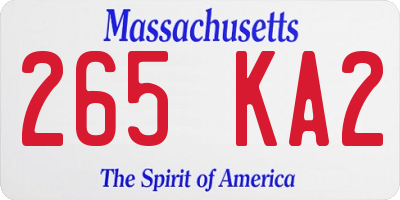 MA license plate 265KA2