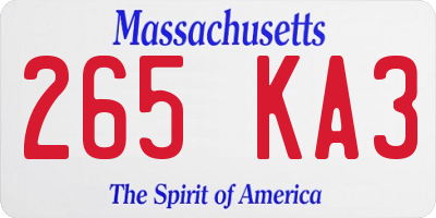 MA license plate 265KA3