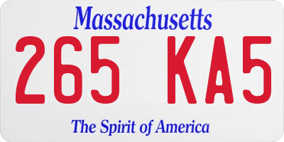 MA license plate 265KA5