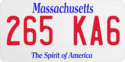 MA license plate 265KA6