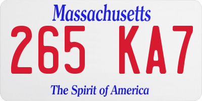 MA license plate 265KA7