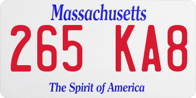 MA license plate 265KA8