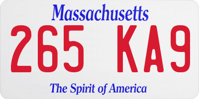 MA license plate 265KA9