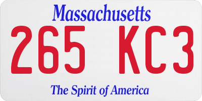 MA license plate 265KC3