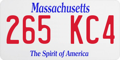 MA license plate 265KC4