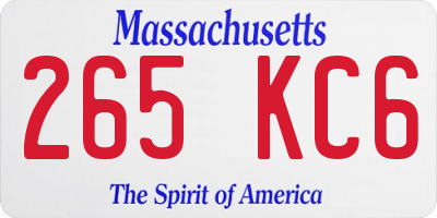 MA license plate 265KC6