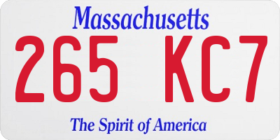 MA license plate 265KC7