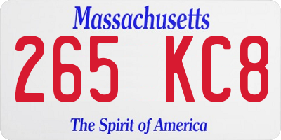 MA license plate 265KC8