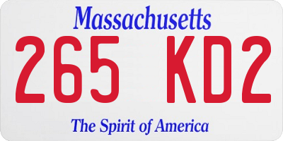 MA license plate 265KD2