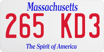 MA license plate 265KD3