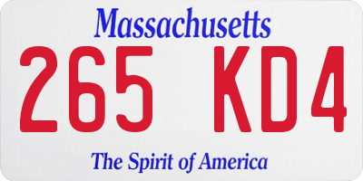 MA license plate 265KD4