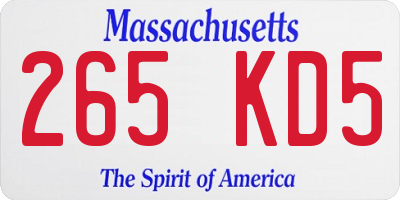 MA license plate 265KD5