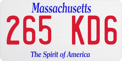 MA license plate 265KD6