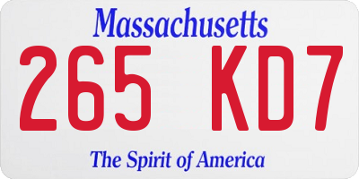 MA license plate 265KD7