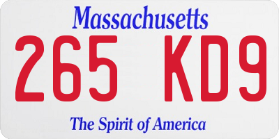 MA license plate 265KD9