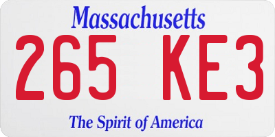 MA license plate 265KE3
