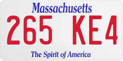 MA license plate 265KE4