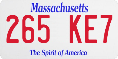 MA license plate 265KE7