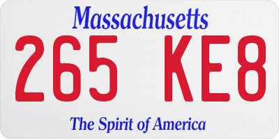 MA license plate 265KE8
