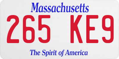 MA license plate 265KE9