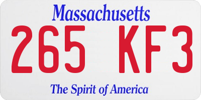 MA license plate 265KF3