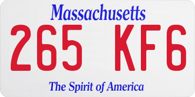 MA license plate 265KF6