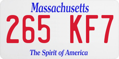 MA license plate 265KF7