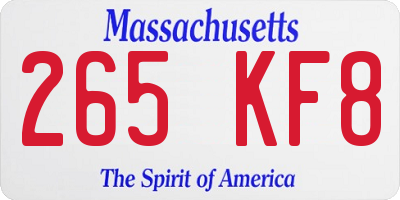MA license plate 265KF8