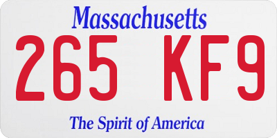 MA license plate 265KF9