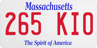 MA license plate 265KI0