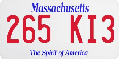 MA license plate 265KI3