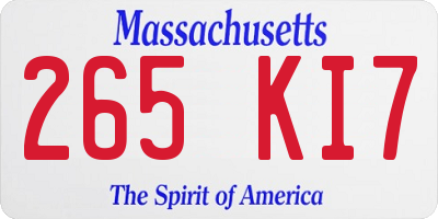 MA license plate 265KI7