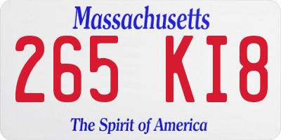 MA license plate 265KI8