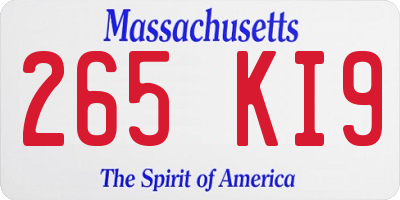MA license plate 265KI9