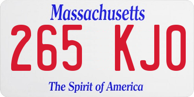 MA license plate 265KJ0