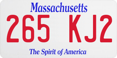 MA license plate 265KJ2