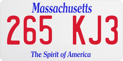 MA license plate 265KJ3