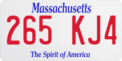 MA license plate 265KJ4