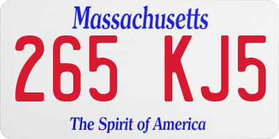 MA license plate 265KJ5
