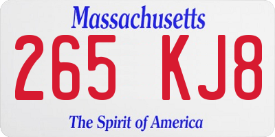MA license plate 265KJ8