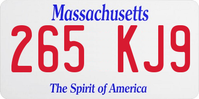 MA license plate 265KJ9