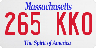 MA license plate 265KK0